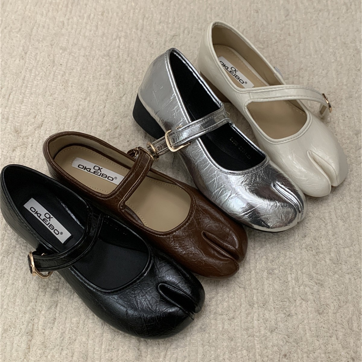 Women's Spring And Autumn New French Retro Style Fairy-like Casual Soft Leather Flat Mary Jane Shoes With Split Toe_vogvips.com