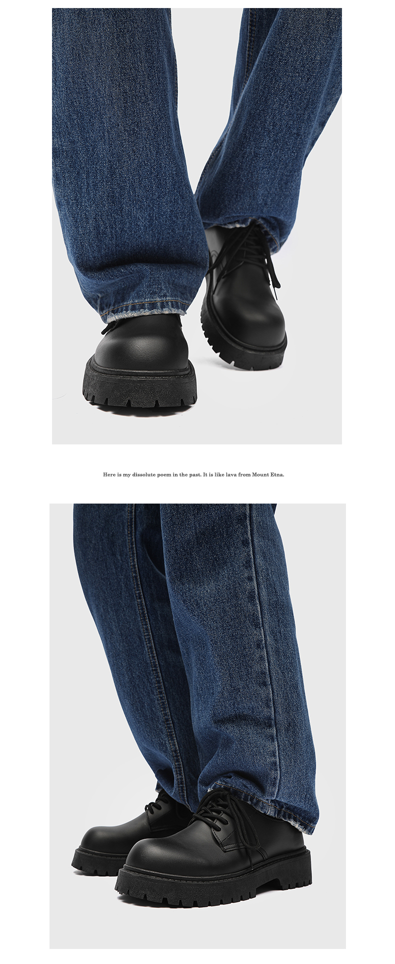 ShoeVault Schwarzer Big Derby mit runder Zehenpartie, dicker Sohle, verstärkte Cleanfit-Schuhe für Herren aus Leder_voghion.com