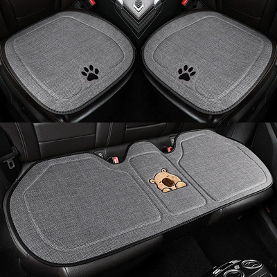 Kapibara Linen Car Seat Cushion Seat cushion, seat cover - three-piece-set-gray