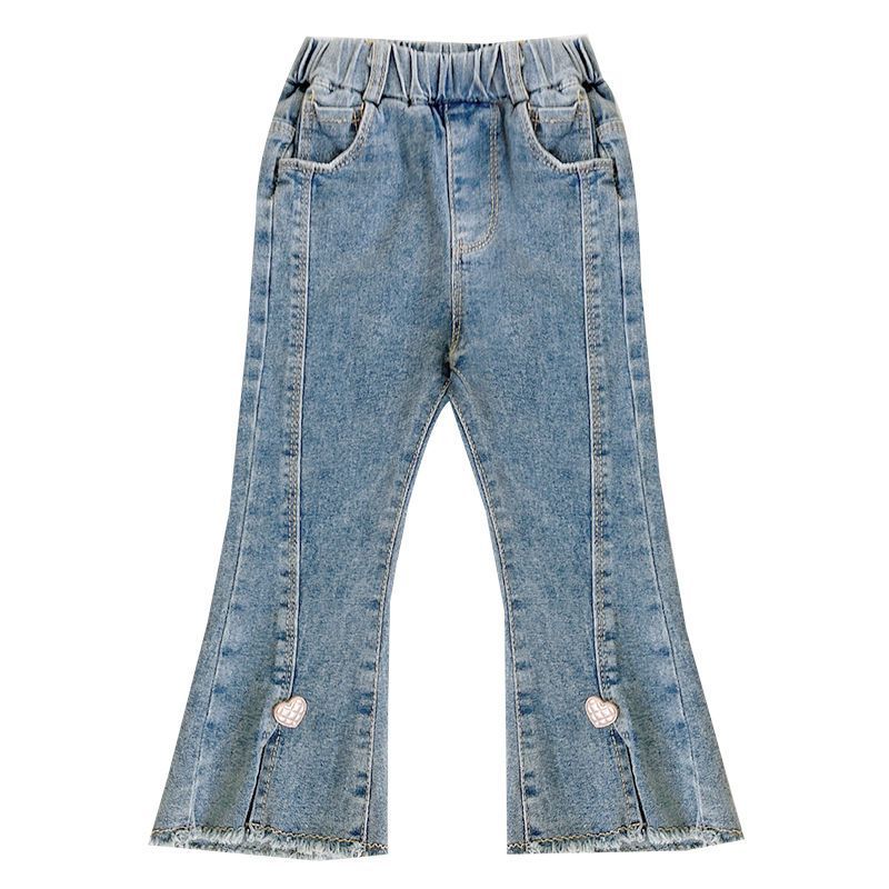 26 mareas nuevas niñas extranjeras coreanas jeans de bocina de primavera y otoño pantalones de bebé casuales para niños pantalones largos