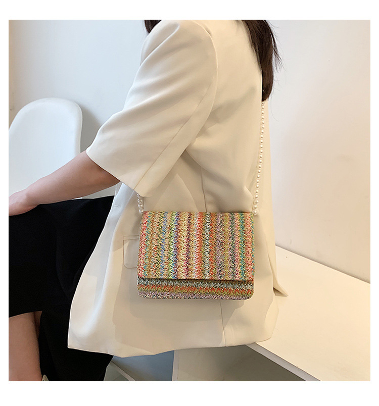 Korean fashion colorful contrast rhombus shoulder handbagpicture14