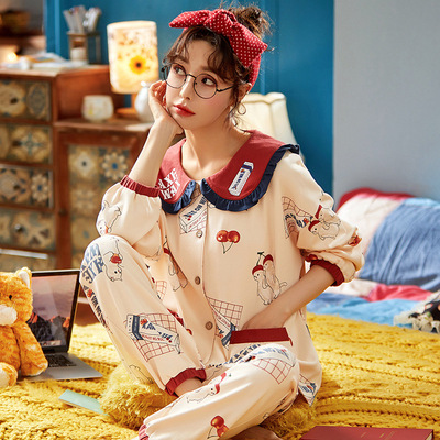 韩版月子服孕妇哺乳睡衣女纯棉开衫春秋冬季产妇喂奶家居服套装