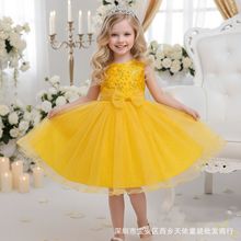 亚马逊 儿童礼服女童公主蓬蓬裙小女孩连衣裙演出服花童婚纱裙