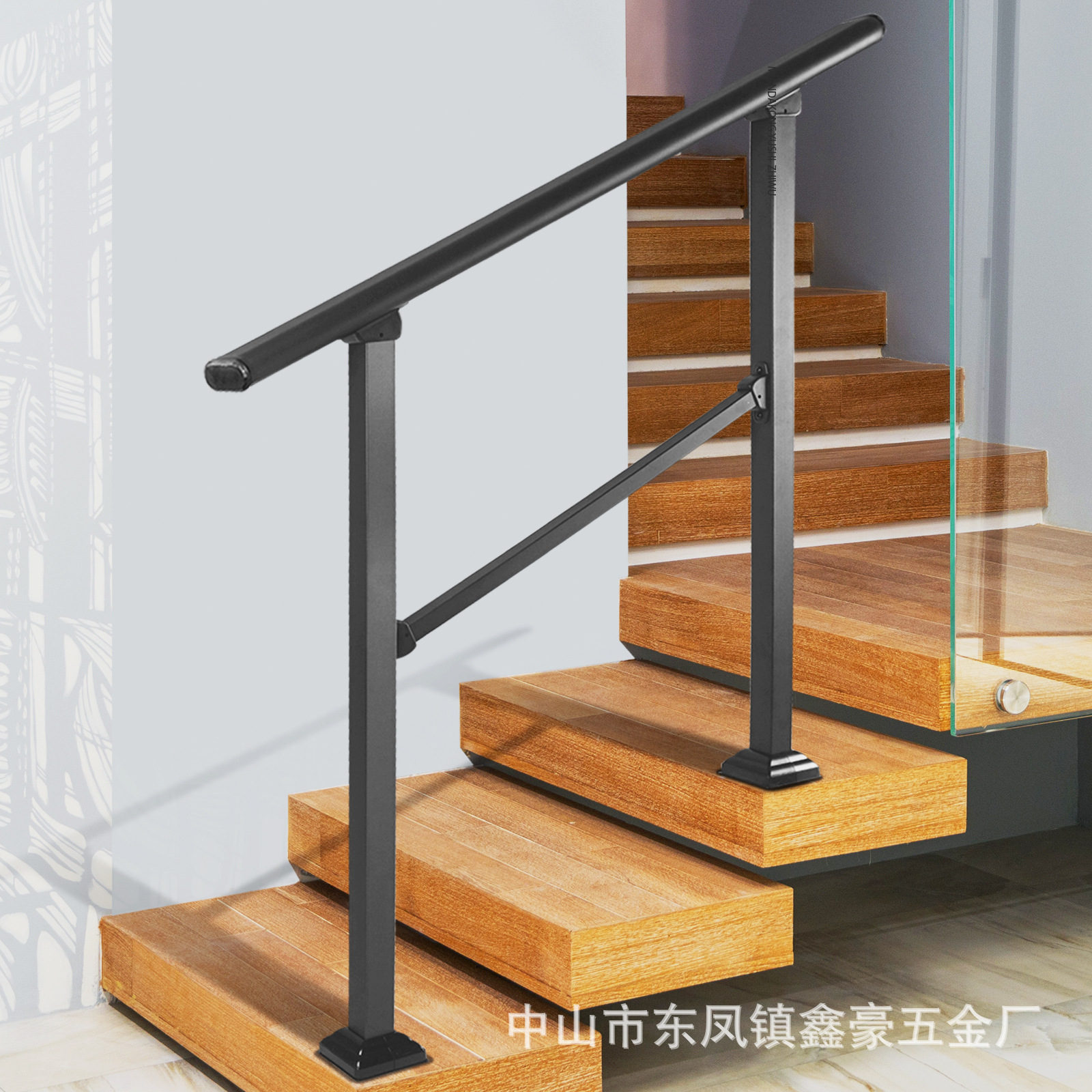 工厂直销跨境简约铁艺户外楼梯扶手2-4步安全防护栏杆台阶扶手