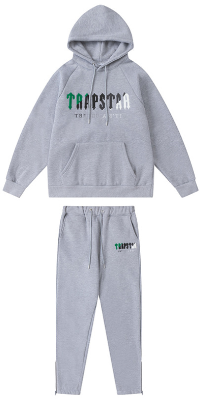 Trapstar Rainbow degradado carta cabeza de tigre bordado con capucha suéter pantalones largos deportes casual traje forrado de lana