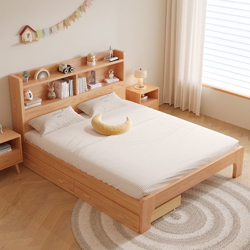 Solid Wood Children's Bed, New Chinese Style Double Bed, Bookshelf Bed, Student Bed, Home Single Bed, Simple Bedroom Adult Bed