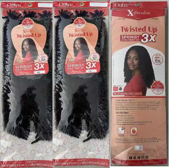 3X 24inch mano rasgada Caterpillar Roll peluca Afro Twist Kinky Marley Cabello a granel
