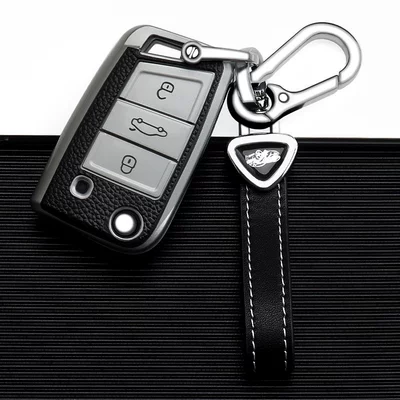 Car key bag – Volkswagen Key Case Lavida - volkswagen-b-folding-3-keys-aurora-silver-single-shell-triangle-belt-rope-double-buckle