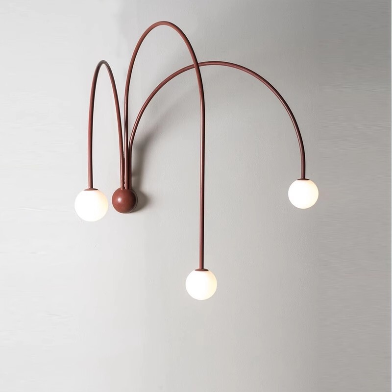 Nordic Modern Minimalist Red Living Room Background Wall Lamp Villa Gallery Line Design Bedroom Corridor Wall Lamp Entrance Hall