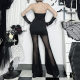 Cf25129 Dark Gothic Style Mesh Splicing Bell Bottoms 2025 New Cross Cut Out Vest Suit for Women