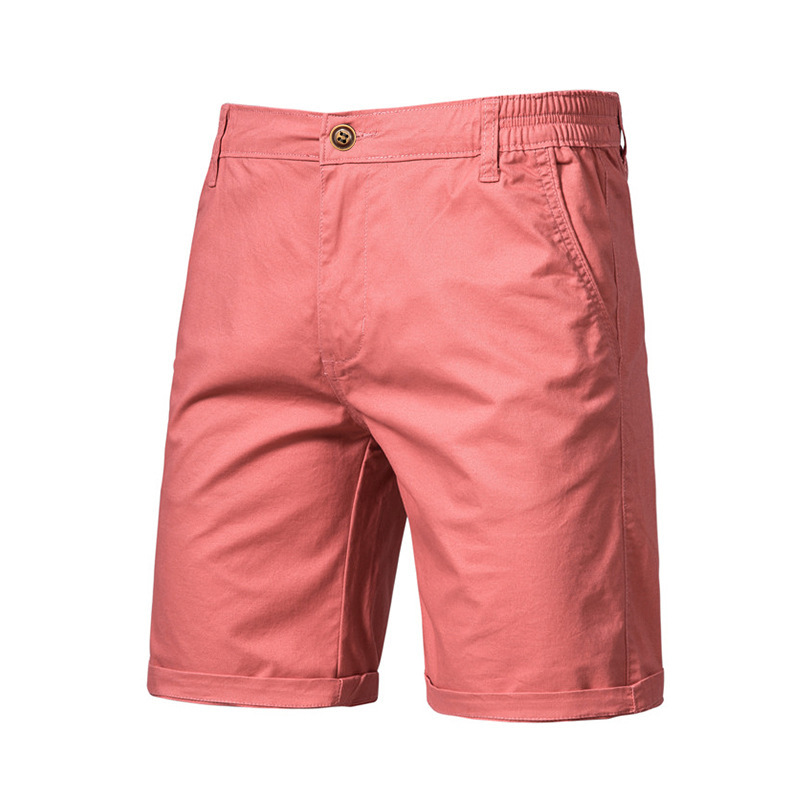 Casual Cotton Shorts For Men Five-point Straight Fit Solid Colour_voghion.com