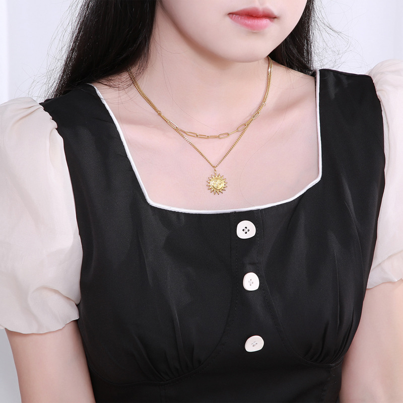 Fashion Sun Titanium Steel Necklace Stainless Steel Necklaces_colorza_6