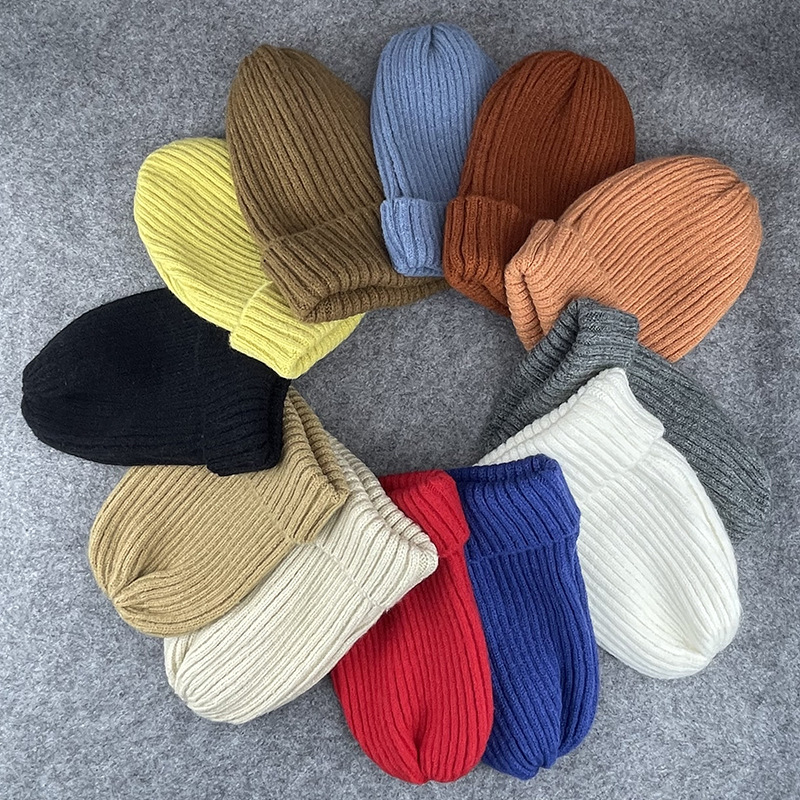 Brand fashionable trend solid color children's keep warm woolen…