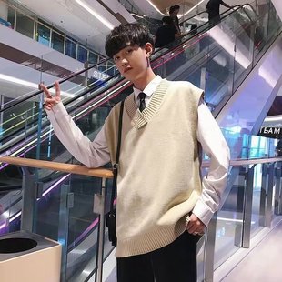 [SHOPEE Explosions] TW Cross-border Men's Knitted Shirt Spring and Autumn V-neck Sleeveless Sweater Vest Vest