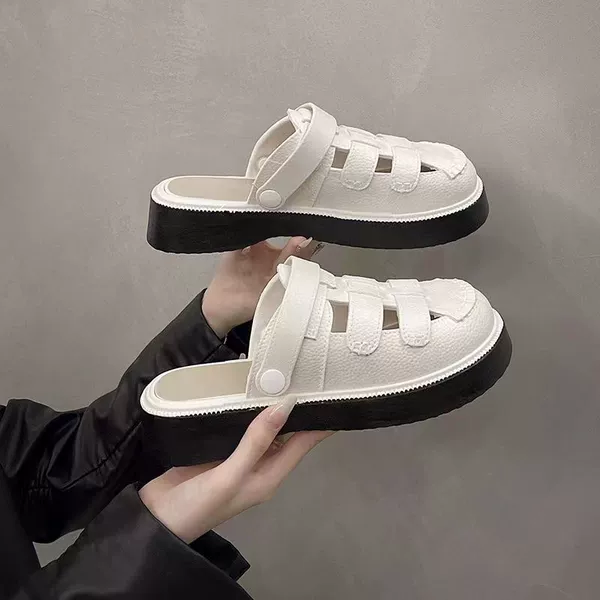 Hollow Baotou Shoes-Black