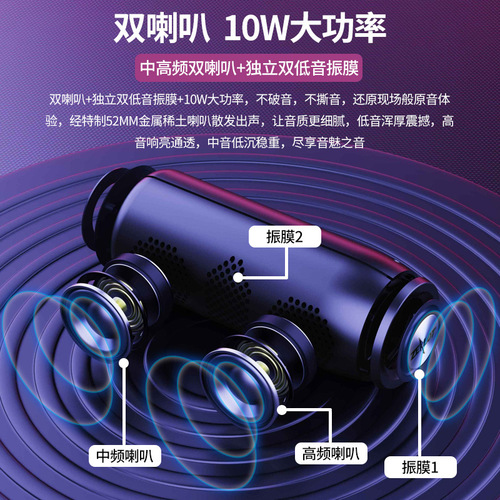 Enthusiast S51 Wireless Bluetooth Speaker TWS Fabric Subwoofer Outdoor Portable Card Slot New Model Foreign Trade