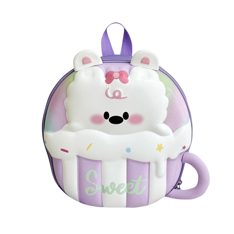 Jardín de infantes bebé mochila de cáscara de huevo dibujos animados lindos tazas de té de leche mochila para niños y niñas nueva mochila infantil transfronteriza