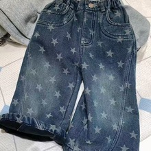 儿童韩版加绒牛仔裤2025冬季新款女童休闲直筒裤中小童洋气裤子潮