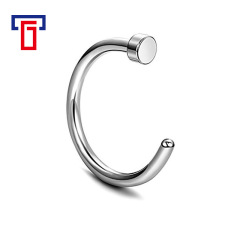 G23 Titanium Alloy Vacuum Plated Fake Nose Ring with No Piercing C-Rod Invisible Open Nose Ring Lip Ring Lip stud