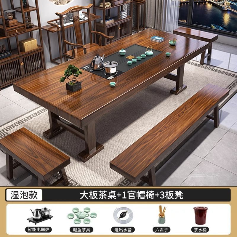 Mesa de té de madera maciza combinación de una mesa de té de cinco sillas mesa de té mesa de té hervidor de agua integral nuevo estilo chino image 10