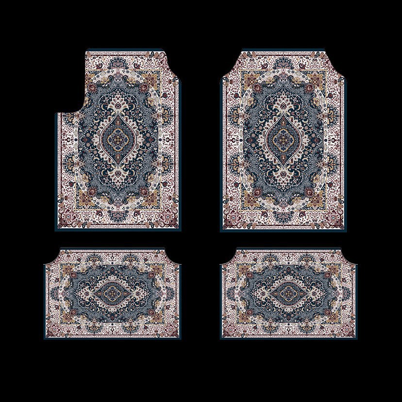 TEMU Nordic Retro Bohemian Style Car Mat Car Interior Dirt Resistant Dust Mat Rear Easy-care Four-piece Set