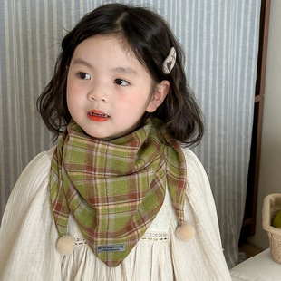 Children's Autumn and Winter Warm Triangle Scarf Little Girl Baby Cute Out Windproof Scarf Boy All-match Scarf