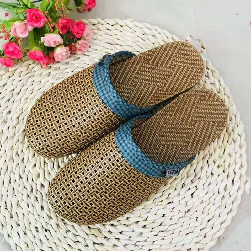 Мужские летние сандалии из ротанга с закрытым носком Летние сандалии из ротанга