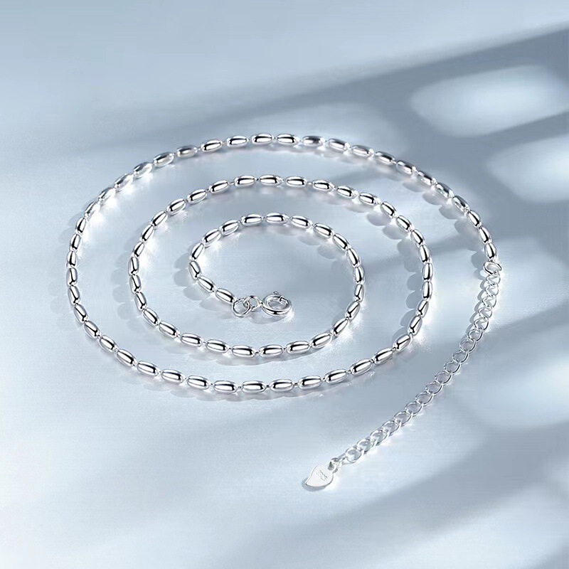 Simple niche stacked rice grain olive bead necklace female clavicle chain pure chain fashion 2024 new fashion design sense Simple niche stacked rice grain olive bead necklace female clavicle chain pure chain fashion 2024 new fashion design sense