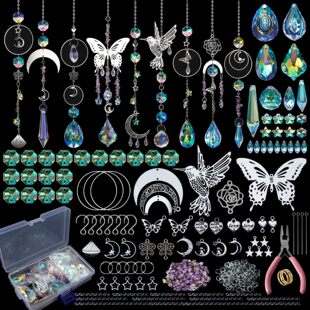 400pcsDIY Hummingbird Butterfly Sun Catcher Material Bag Crystal Star Moon Handmade Garden Christmas