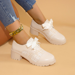 Women's New Korean Style Versatile Student Small Leather Shoes Thick Heel Women's Shoes Spring and Autumn Breathable Breathable Shoes Fashionable and Versatile