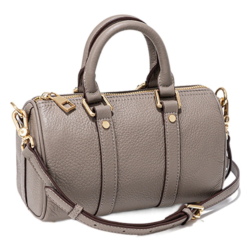 ボストンピローバッグ大衆デザイントップ層牛革復古風ハンドバッグ高級感ファッション百合斜めショルダーバッグ