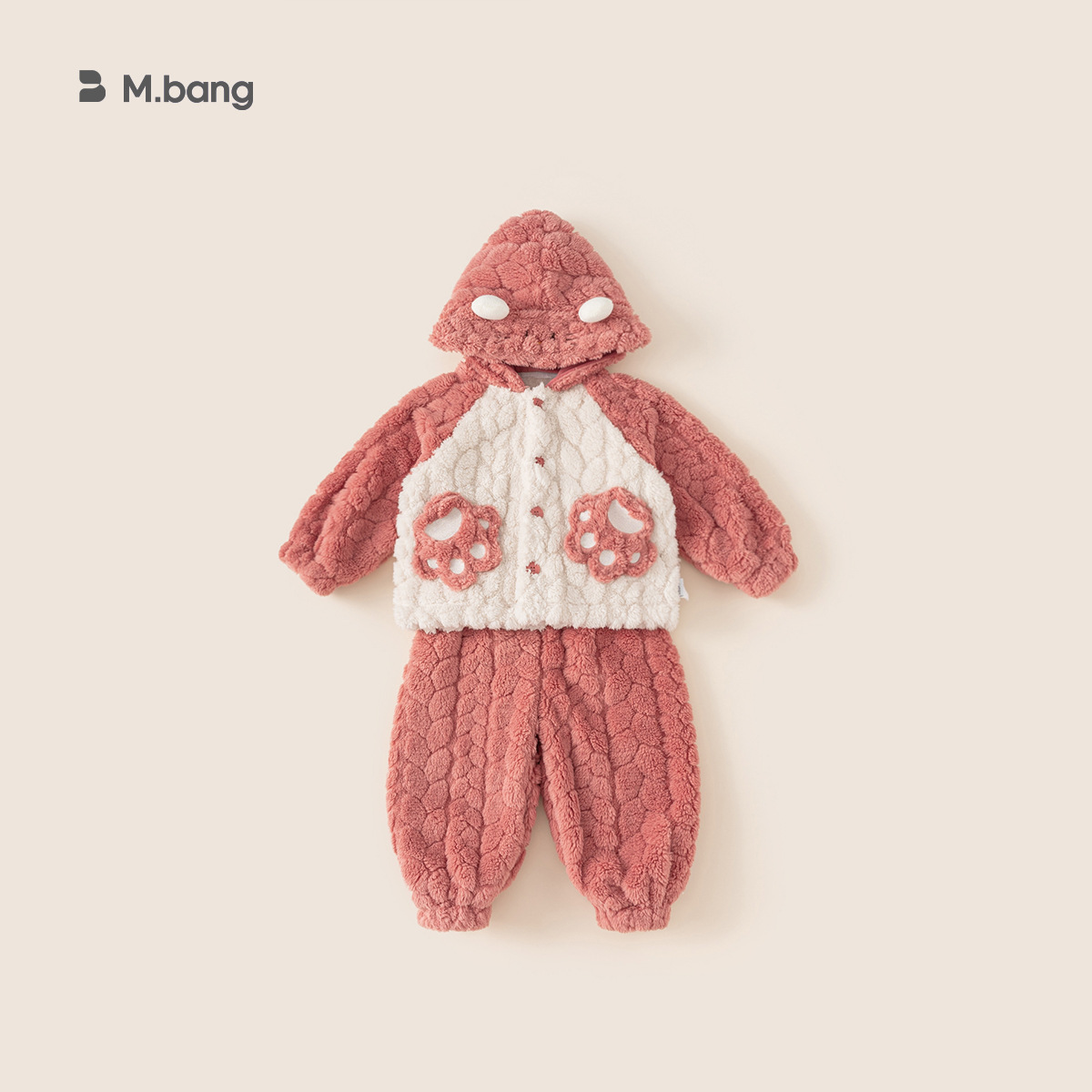 Yubao ropa para niños pijamas para niños otoño e invierno nuevos pantalones de manga larga engrosados con capucha de dibujos animados para niños y niñas