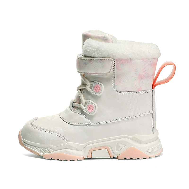 Stivali da neve per bambine con peluche invernale e spessi di medie e grandi dimensioni, stivali per bambini, scarpe antiscivolo in cotone per bambini_voghion.com