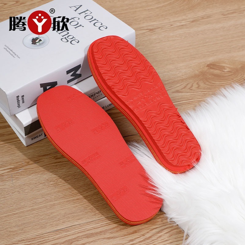 Tengxin 008 solid rubber sole, bright red handmade knitted slippers/slippers, cotton sole, non-slip, wear-resistant, soft.