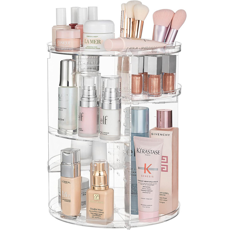 Organizador Giratorio de 360 Grados, Superventas Transfronterizo, Transparente, para Escritorio, Mesa de Maquillaje, Caja de Clasificación para Brochas de Maquillaje y Productos para el Cuidado de la Piel, Apilable