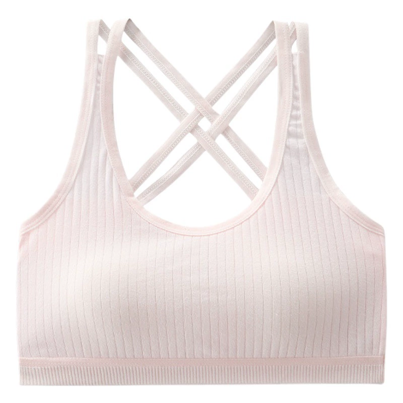Летнее тонкое нижнее белье для учащихся средней школы, хлопковый дышащий спортивный бюстгальтер для развития молодежи, двухступенчатый или трехступенчатый