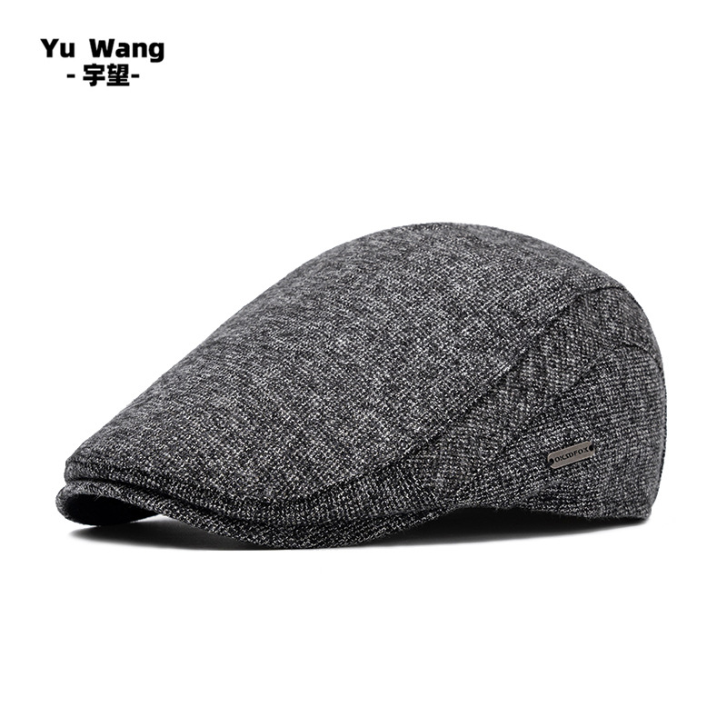 Hat Men's Autumn and Winter Beret Women's Casual Velvet Warm Peaked Cap Forward Hat Cross-Border British Newsboy Hat