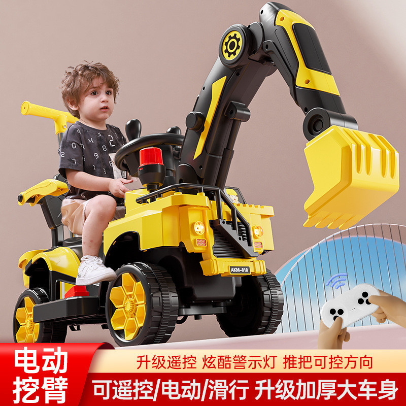 Excavadora eléctrica para niños, coche de juguete para niños, excavadora eléctrica de control remoto, vehículo de ingeniería grande