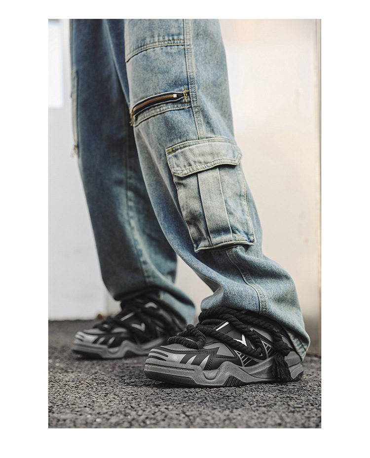 Novos sapatos esportivos masculinos de outono de 2024, sola grossa e antiderrapante, versão coreana, moda moderna, design de nicho, sapatos de pão_voghion.com