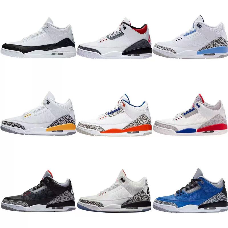 Aj3 Fujiwara Hiroshi White Cement Basketball Shoes Men's Jordan 3 North Carolina Blue Manuscript Valentine's Day Small Lightning Sports Running Shoes Women's