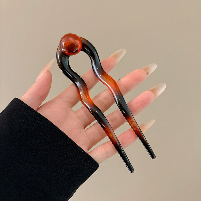 Retro en forma de U pinzas de cabello para mujeres 2025, nuevos accesorios de primavera bolas de cabello pinzas de cabello de cabello de cabeza detrás del toque de cabello