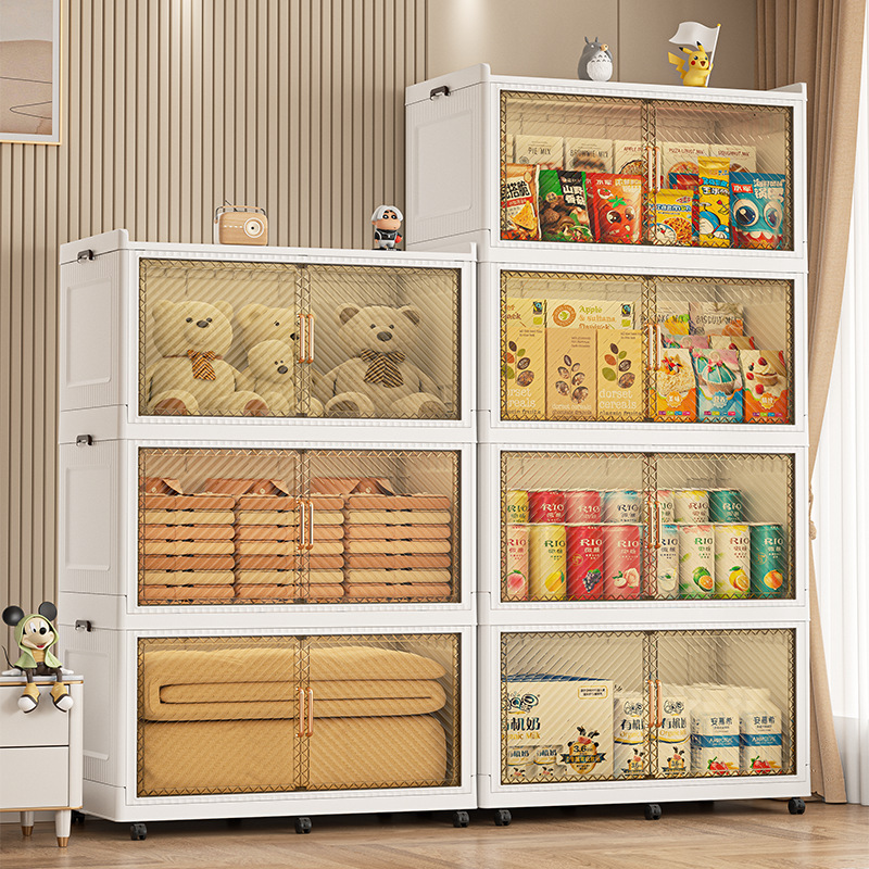 Folding Storage Box Home Thickened Toy Storage Cabinet with Pulley Snack Cabinet Installation-free Multi-layer Clothes Tidy Box Folding Storage Box Home Thickened Toy Storage Cabinet with Pulley Snack Cabinet Installation-free Multi-layer Clothes Tidy Box