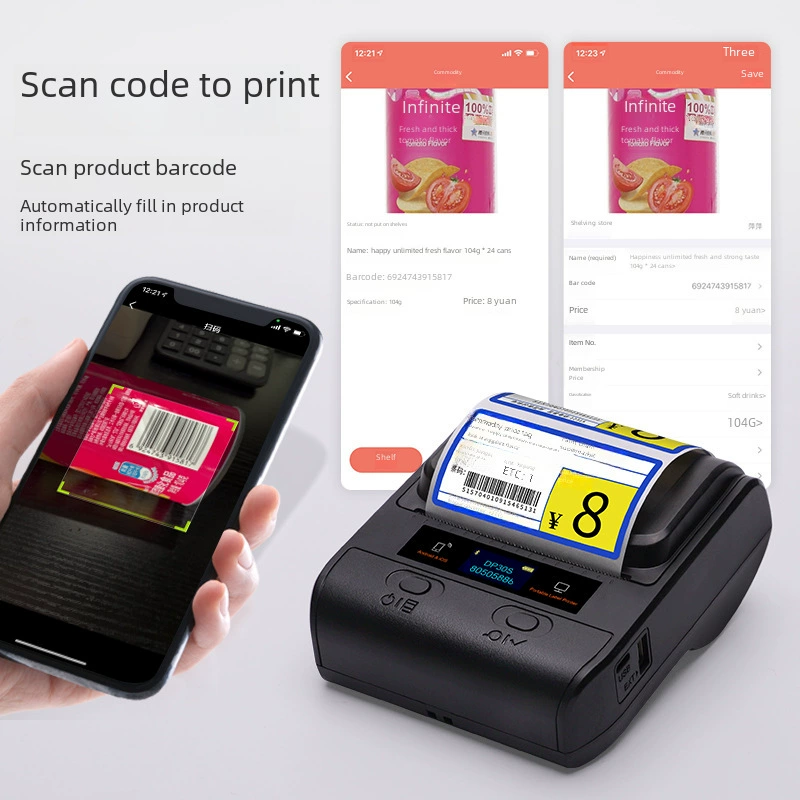 DP30S Bluetooth thermal label printer portable for supermarket barcode label hand-held labeler