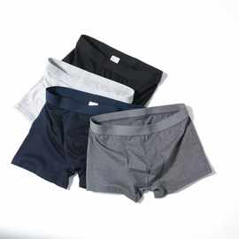 新款男士纯色内裤宽松透气舒适平角跨境舒适内裤男爆款高端棉亲肤