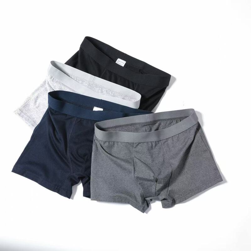 New Men's Solid Color Underwear, Loose, Breathable, Comfortable Boxer Briefs, Cross-Border Comfortable Underwear for Men, Popular High-End Cotton, Skin-Friendly