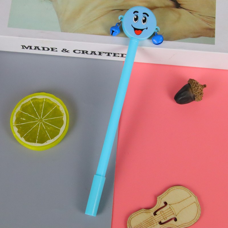 Dibujos animados cara sonriente expresión sonajero pluma de gel lindo estudiante campana colgante pluma creativa premio regalo pluma de agua