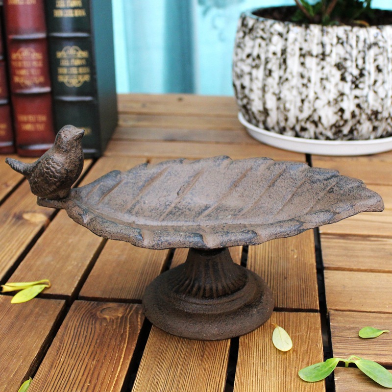 精致精巧的欧式铸铁小鸟叶子烛台烟缸鸟食盆家居庭院装饰摆件