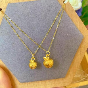 Pure Gold 999 Apple Gold Pendant Necklace for Women Jiyan Ping an Fruit Pure Gold Christmas Gift for Girlfriend and Wife