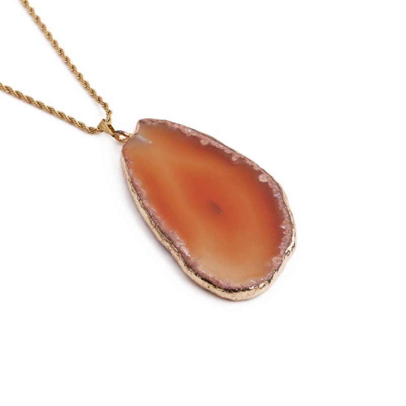 geometric irregular natural stone pendant twist chain necklace wholesale jewelry Nihaojewelry