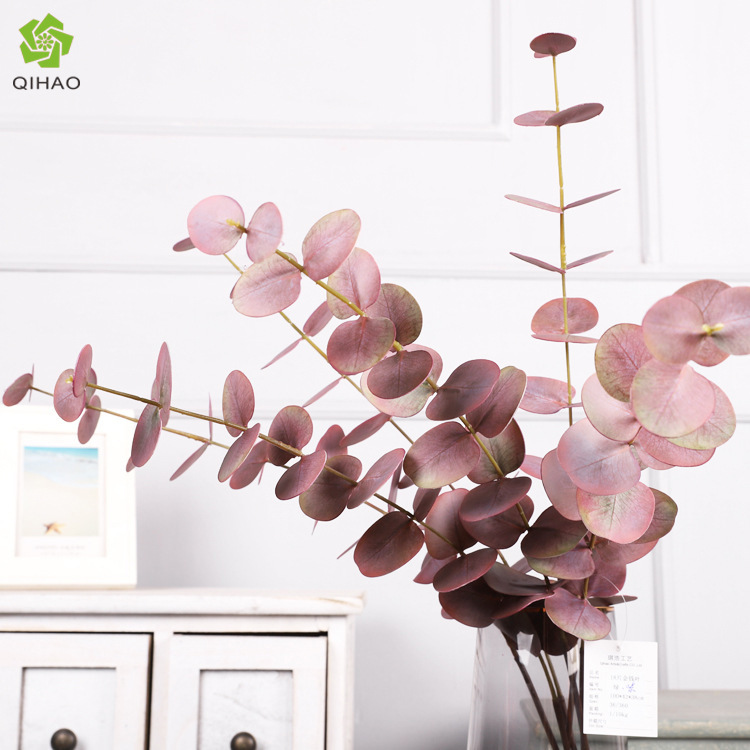 [Qihao] Nordic Simulation Eucalyptus Leaf Scene Layout Plant Flower Arrangement Accessories Fake Flower and Greenery Zamioculcas Leaves